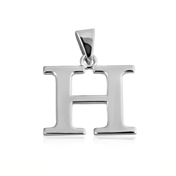 .925 Sterling Silver Personalized Letter "H" Initial Pendant - Small