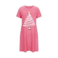 thumbnail image 2 of Chemises de Nuit Grande Taille pour Femmes, Noël, Manches Courtes, Robe de Nuit, Col Ras du Cou, Rose Vif, m, 2 of 5