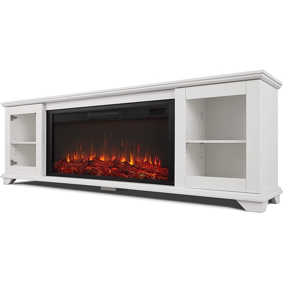 Real Flame Benjamin 81" Landscape Electric Fireplace TV Stand in White