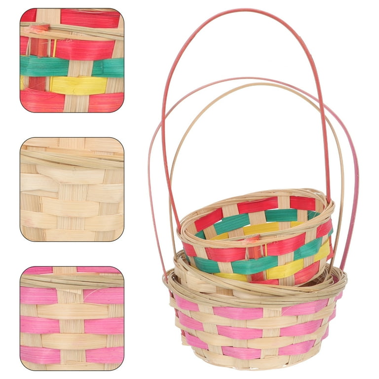 Small Bamboo Baskets for Organizing, Recycled Paper Rope Storage