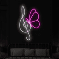 thumbnail image 2 of Craftnamesign Butterfly Music Note Neon LED Sign, Music Studio Decor, 2 of 4