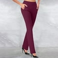 thumbnail image 5 of Women's Dress Pants High Rise Flare Pants Pull On Stretchy Work Pants Business Office Casual Slacks with Pockets, 5 of 5