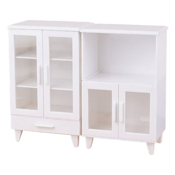 Zeiwohndc Miniature Bookcase Storage Shelves Plastic Dollhouses Furniture Kitchen Scene