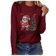 thumbnail image 2 of Cyber and Monday Deals pimelu Christmas Shirts Clearance Womens Long Sleeve Tops Christmas Fashion Santa Claus Print Graphics Pullover Blouses Plus Size Round Neck Ladies Merry Christmas Shirts, 2 of 4