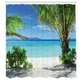 thumbnail image 3 of Ambesonne Beach Shower Curtain, Idyllic Oceanic Resort, 69"Wx84"L, Green Aqua Coconut, 3 of 4