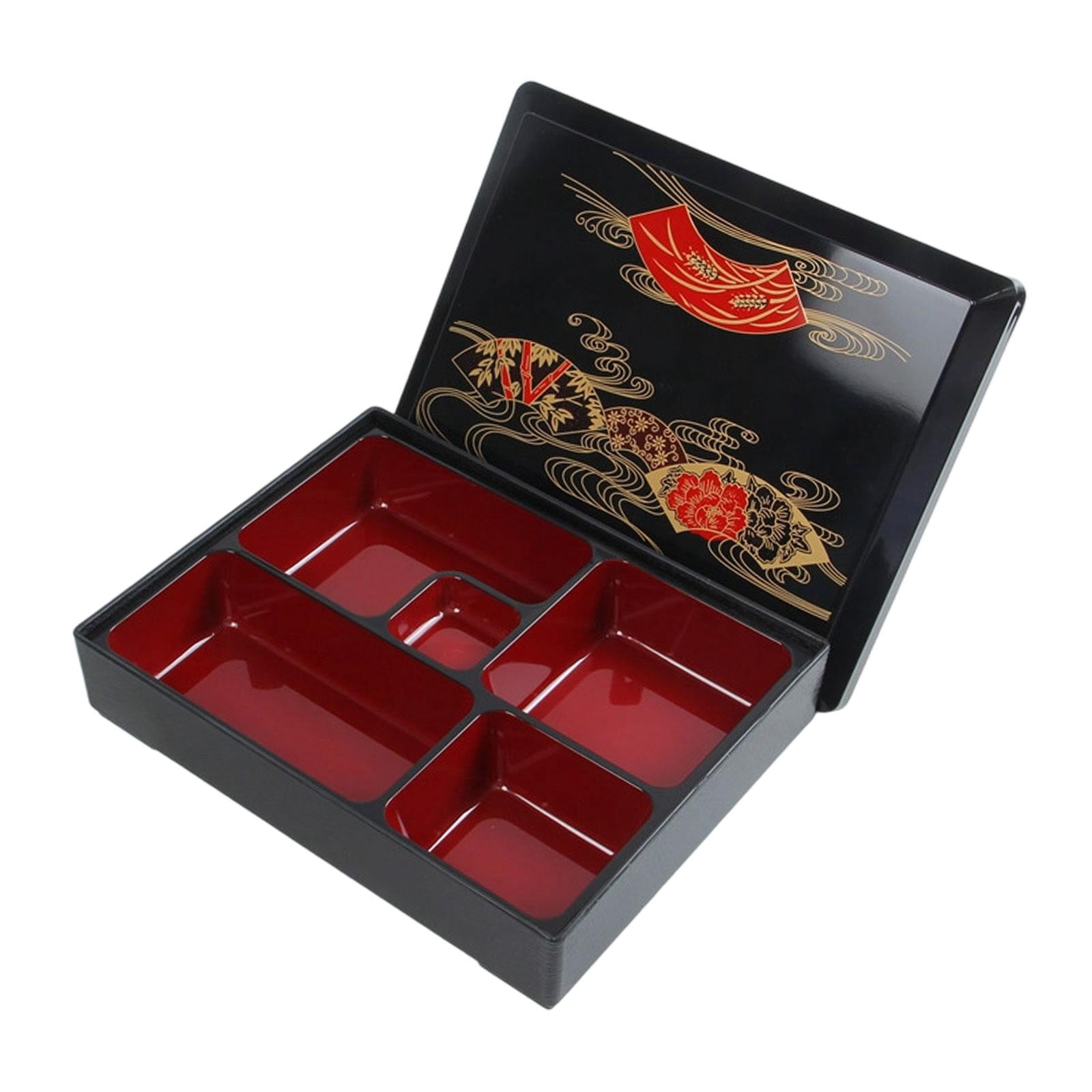 CoudarTitie Japanese Bento Box Lunch Box,Traditional,5 Compartments,with Lid Sushi Tray Food M
