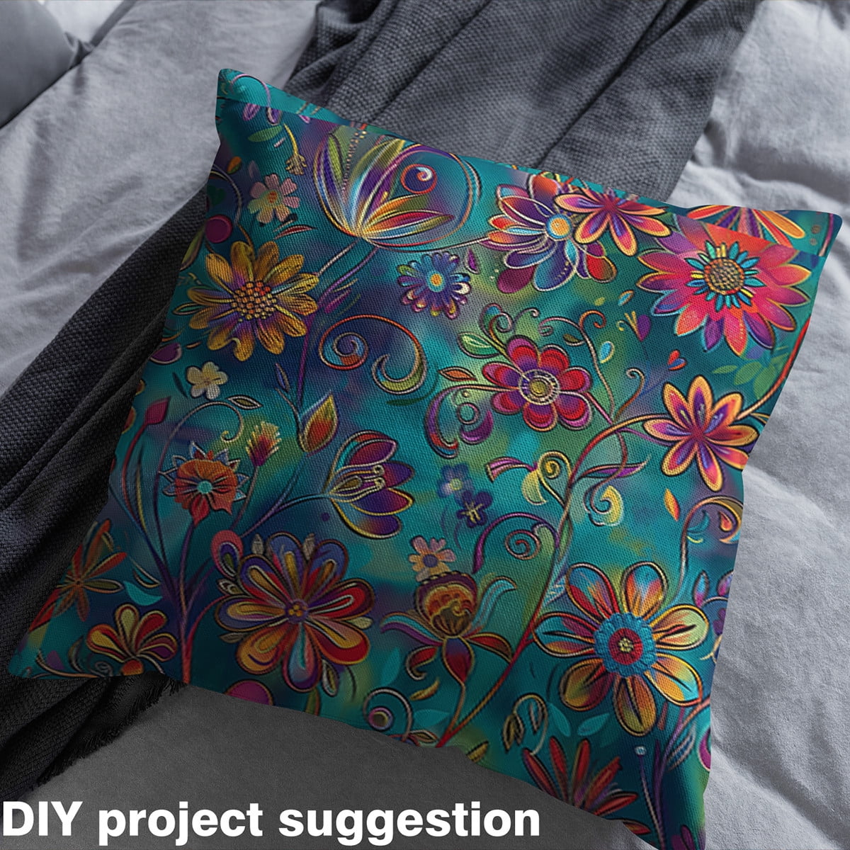 Castle Fairy Bohemian Flower Fabric by the Yard 10 Yards,Abstract Vintage Room Decor Fabric by the Yard,Exotic Style Fabric for Sewing,Microfiber Bedroom Decor