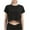 Black, variant on lmcalzta Workout Tops for Women Yoga Short Sleeve Cottong Crop Tops Summer Workout Gym Athletic Tees