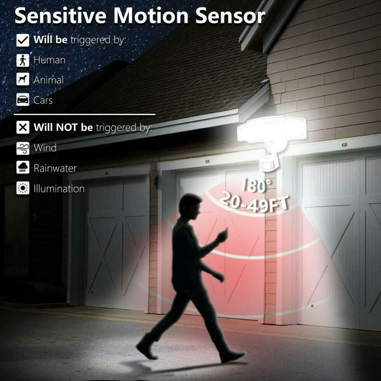Waterproof LED Motion Sensor Light, 3500-Lumen Ultra Bright Triple Head Garden Yard Outdoor Motion Security Lamp. Waterproof LED Motion Sensor Light, 3500-Lumen Ultra Bright Triple Head Garden Yard Outdoor Motion Security Lamp.