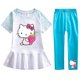 thumbnail image 3 of Hello Kitty Girl Hit Color falda de hoja de loto de manga corta pantalones casuales sólidos conjunto de dos piezas bebé nueva moda traje culotte de algodón, 3 of 5