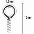 thumbnail image 2 of PinesC 100Pcs Small Screw Eye Pins, 1.6x16mm Silver Eye Pin Hooks, Eyelets Screw Threaded Clasps Hooks for Doing Art DIY, Mini Metal Hoop Peg for Jewelry Making, 2 of 4