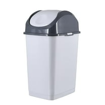 Superio Kitchen Trash Can with Swing Top Lid 9 Gallon Slim Waste Bin 37 Qt Durable Plastic, Fit Small Spaces, Office, Bathroom, Under Counter (White Smoke-1 Pack)