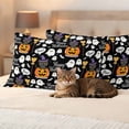 thumbnail image 3 of Black Halloween Outdoor Waterproof Pillow Covers, Pumpkins Cat Ghost Bat Decorative Rectangle Throw Pillowcase Sofa Cushion Sham for Patio/Couch/Chair, 20"x12" 2 Pack, 3 of 8