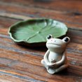 thumbnail image 5 of NAGU Quemador de Incienso de Palo de cerámica 100% Hecho a Mano, Bandeja de Hoja de Loto de Incienso de Rana pequeña, Mini Estatua de Animal Lindo, Quemador de Incienso para el hogar, 5 of 5