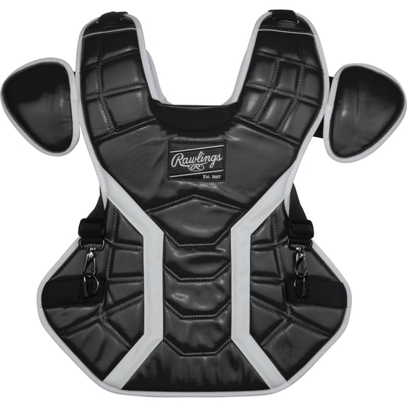 Rawlings Mach Pro Series Chest Protector, Adjustable Fit, Large, Black/White