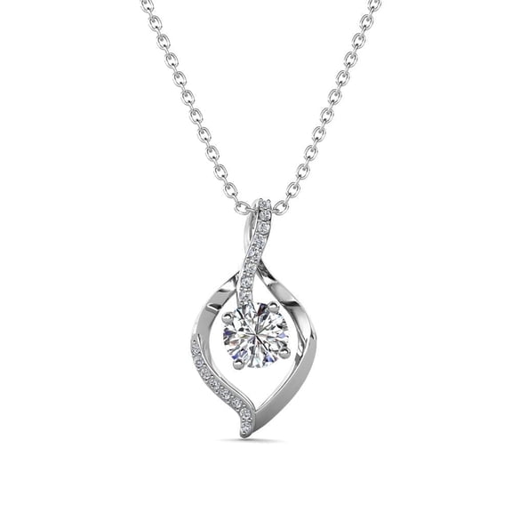 Cate & Chloe Sabrina 18k White Gold Plated Pendant Necklace with Swarovski Crystals Gift for Women