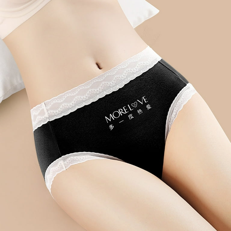CAICJ98 Womens Lingerie Waist Of Pure Cotton Underwear Women Contracted  Comfortable Breathable fork Girls Briefs Black,M
