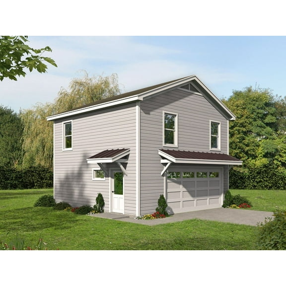 763-88: Traditional Garage 2 Bed, 1 Bath Luxury Home Plan, 856 Sq Ft: Full Blueprints with License to Build by Home Plan Marketplace - Lesuto