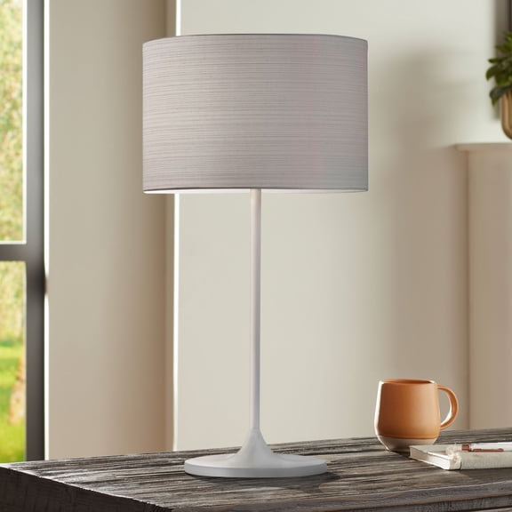 Adesso® Oslo Table Lamp, 22 1/2"H, White Shade/White Base