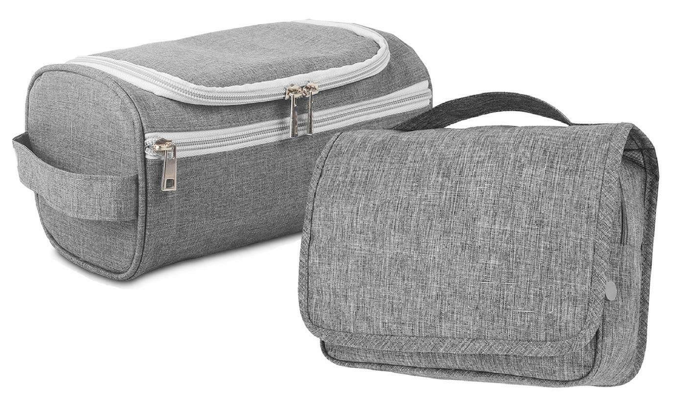 His & Her Waterproof Hanging Toiletry, Cosmetic and Shaving Travel Bags Grey 2Pack