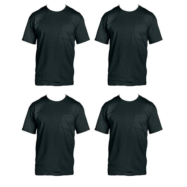 Fruit of the Loom Fruit of the Loom Men's 4Pack of Pocket TShirts, Black, L (Pack of 4