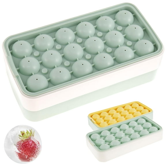 Lzvxtym 2 Pcs Ice Cube Tray with Lid, Silicone Ice Cube Mold Easy Release Ice Ball Mold 36 Ice Cubes Maker Tray for Cocktails