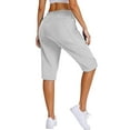 thumbnail image 3 of ABATAB Shorts Knee Length for Women Capris Lightweight Hiking Short Elastic Waisted Drawstring with Pockets, 3 of 5