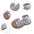 thumbnail image 5 of Ymyiu Toddler Girl Sandals Girl's Bow Flat Slip On Sandals Cute Fashion Trendy Summer Vacation Round Open Toe Summer Slides Sandal Size 7 (Silver,Toddler 7), 5 of 8