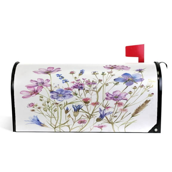 Ryvnso Mailbox Cover Watercolor Wildflower Magnetic Mailbox Wrap Standard Size 21x18 Inch