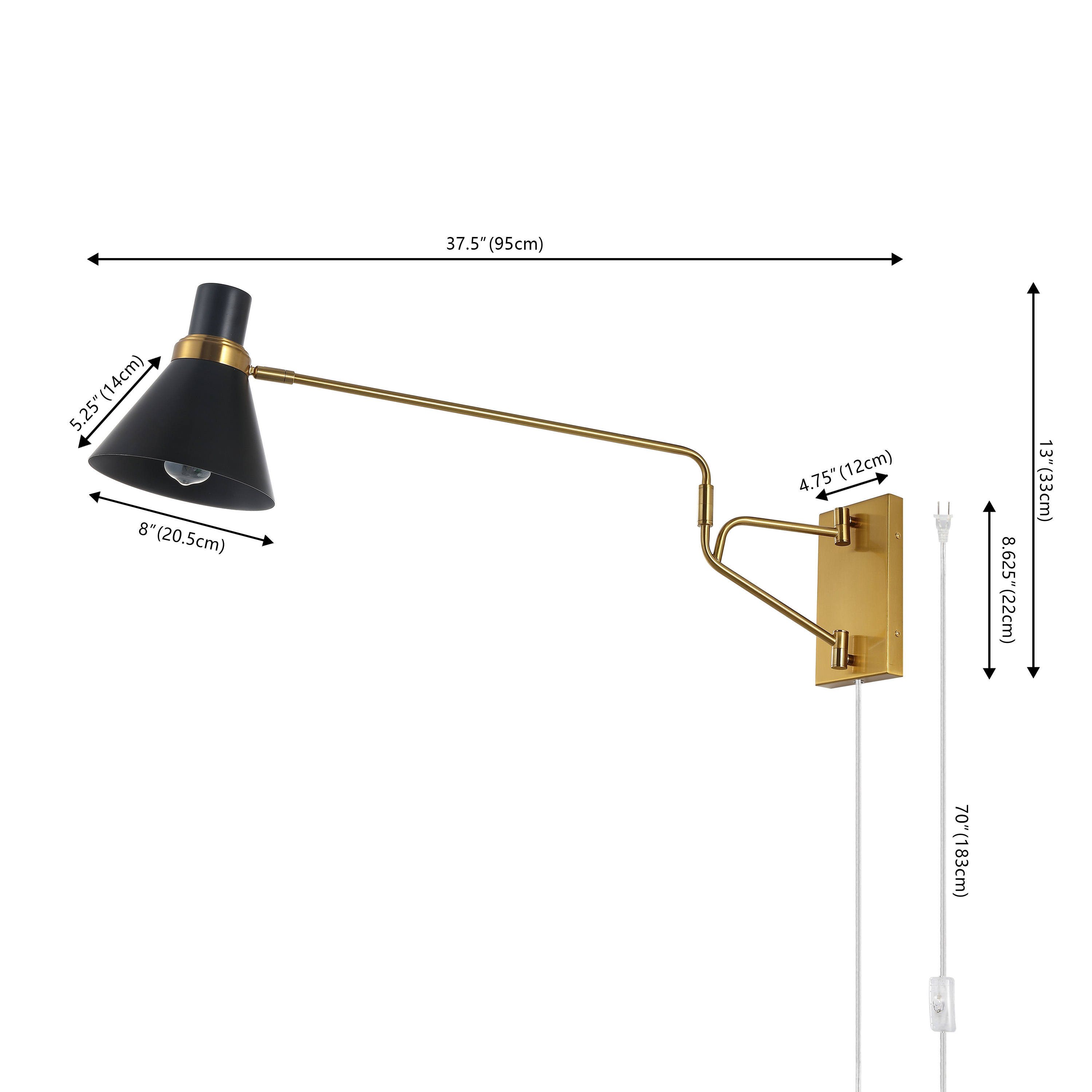 Safavieh Cleome Contemporary LED Brass/Black Wall Sconce