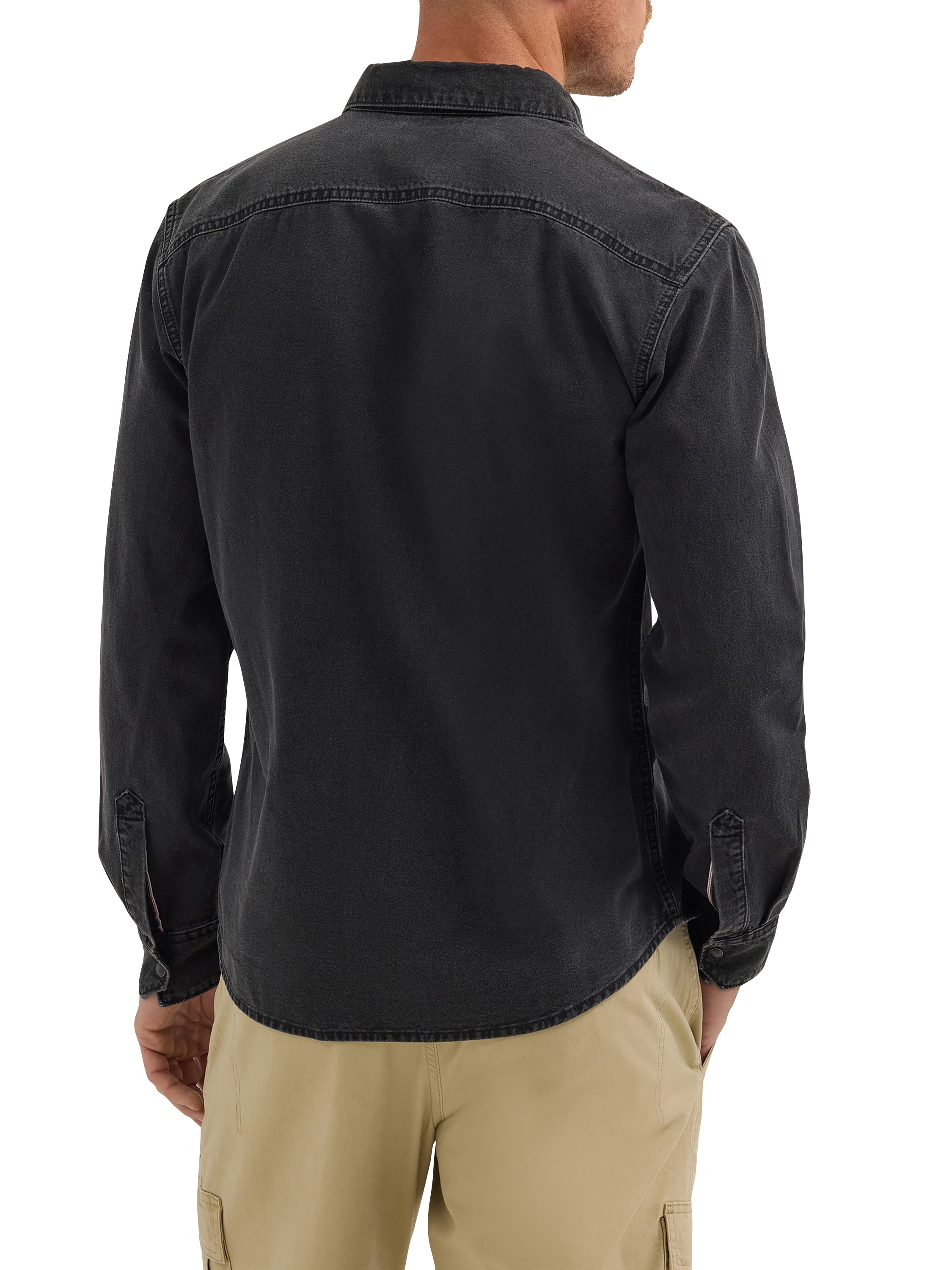 Wrangler® Men's Slim Fit Long Sleeve Woven Twill Shirt with Sunglasses Cleaner, Sizes S-5XL