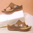 thumbnail image 2 of longantii Womens Orthopedic Sandals Arch Support Flat Wedge Sandals Lightweight Non Slip Slip on Work Shoes Comfortable 2026 Foam Shoes Brown, 2 of 3