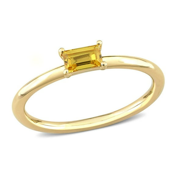 1/3 Carat (ctw) Yellow Sapphire Solitaire Baguette Ring in 10K Yellow Gold