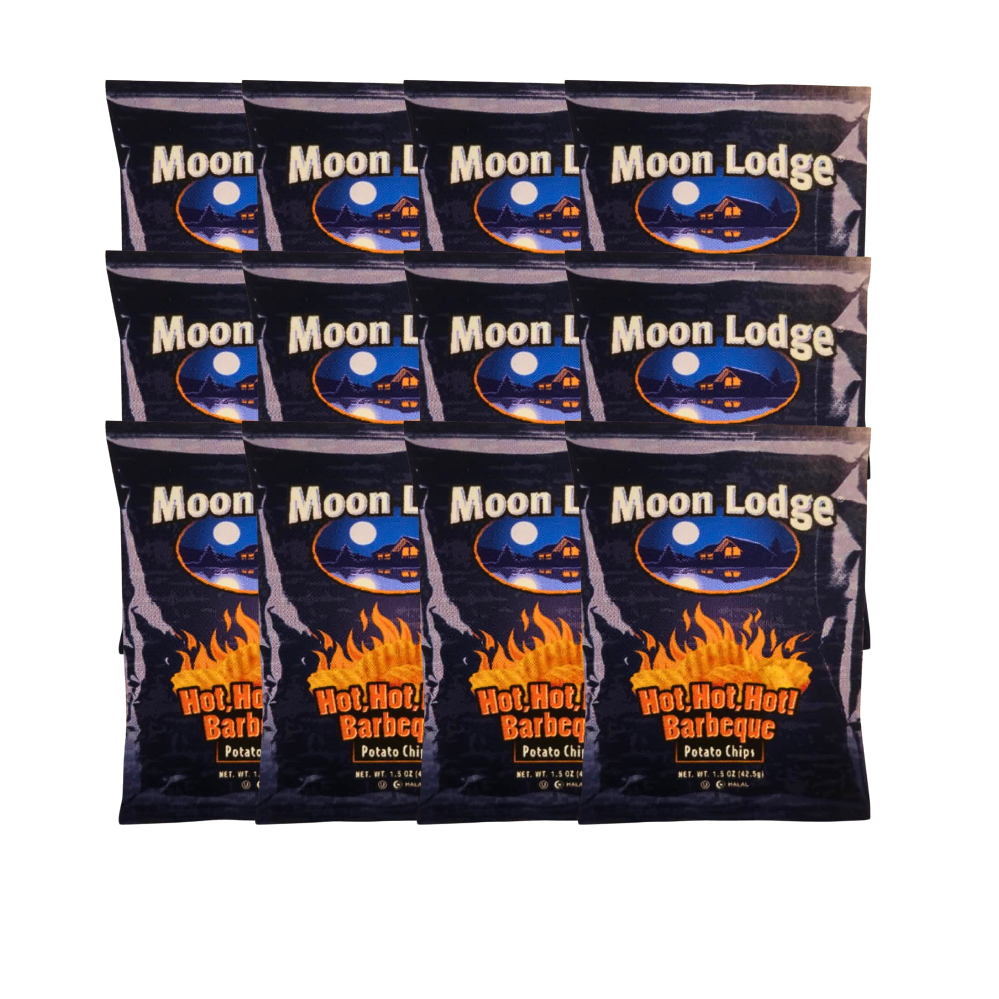 Moon Lodge Potato Chips Hot Hot Hot Barbeque 12 Pack 1.5 oz