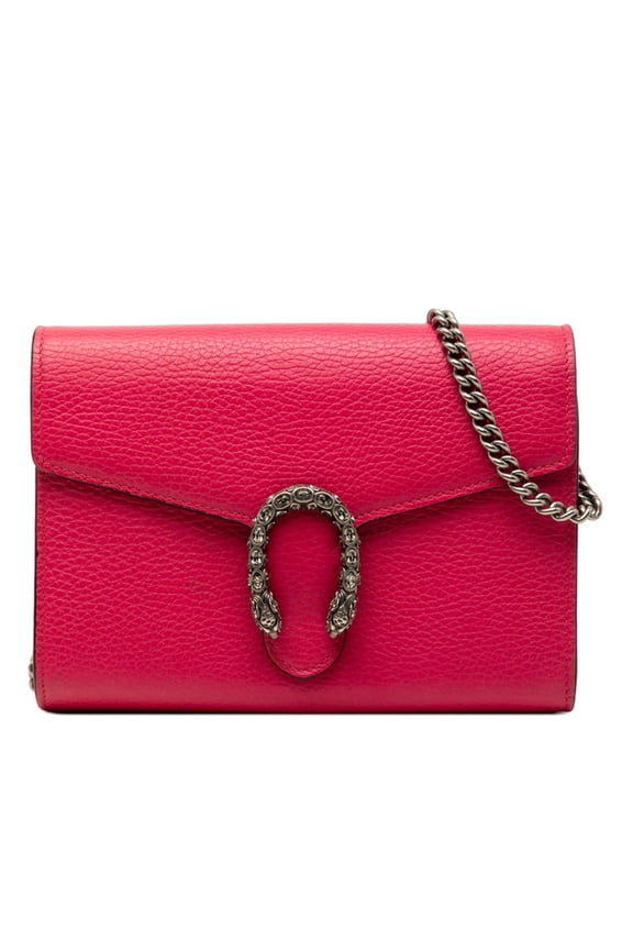Pre-Owned Gucci Dionysus Crossbody Wallet Chain Shoulder Bag 401231 Pink Leather Crystal...