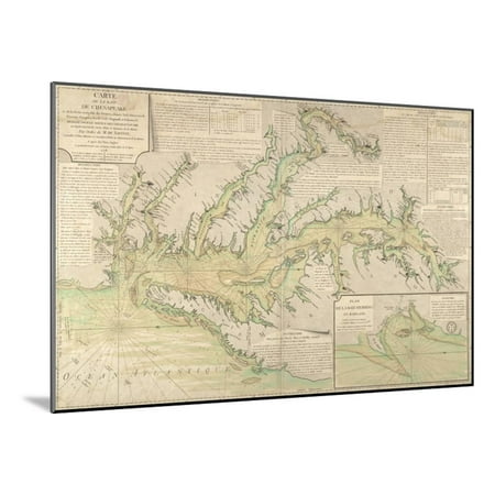 Sailing Chesapeake Bay - Map of the Chesapeake Bay, 1778 Wood Mounted Print Wall Art