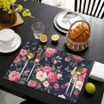 thumbnail image 3 of Pioneer Flower Floral Print Pattern Summer Placemats Table Placemats Set Of 6-Linen Kitchen Washable Placemats Table Mats 12x18 Inch Non-Slip Heat Resistant, 3 of 5