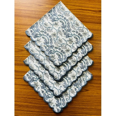 

Baby Blue Eyes Artichoke Green Flower Design Indian Hand Block Printed Pure Cotton Napkins 9x9 - Cocktail Napkins 20x20 - Dinner Napkins