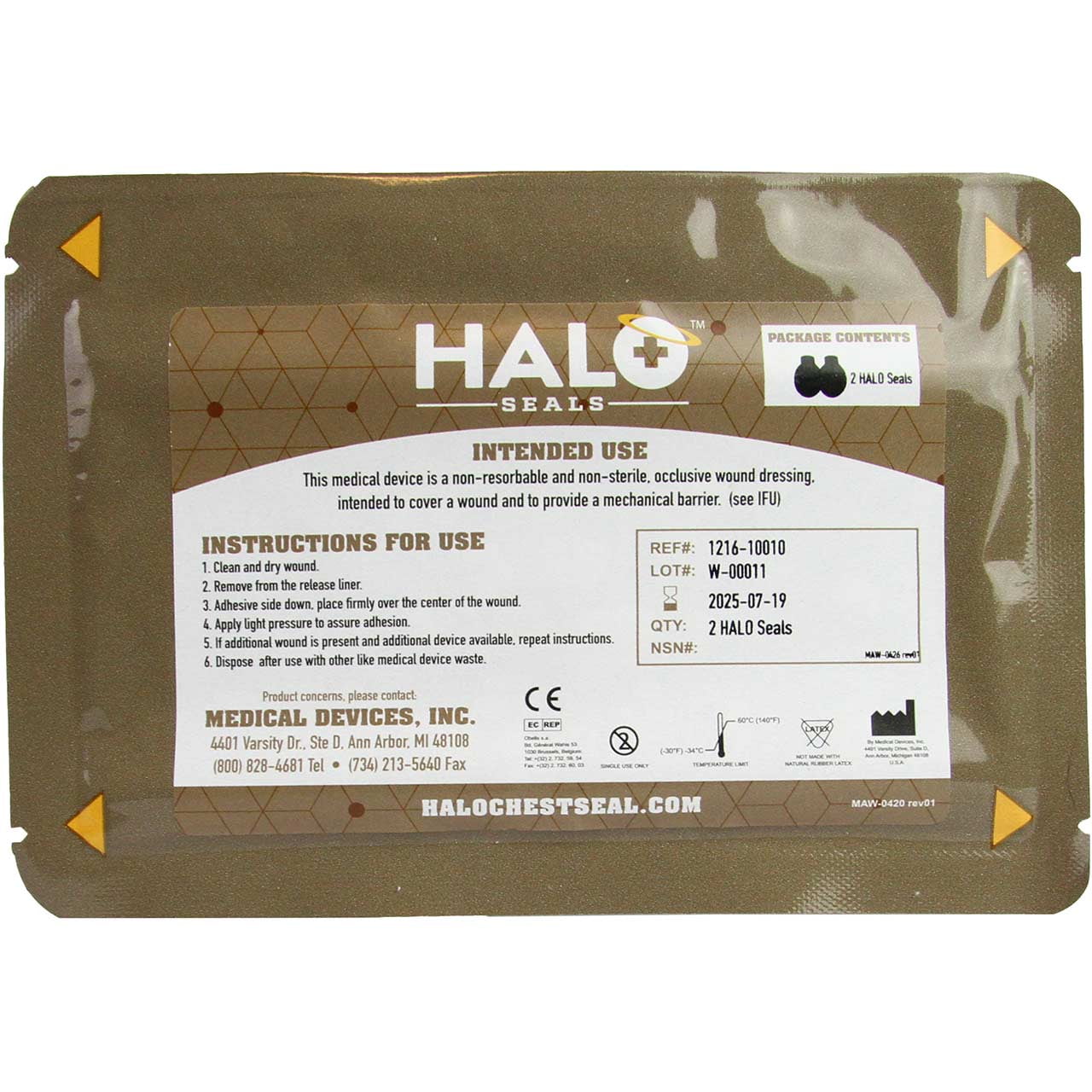 Halo Chest Seal For Ifak 2 Seals Per Package Walmart Com