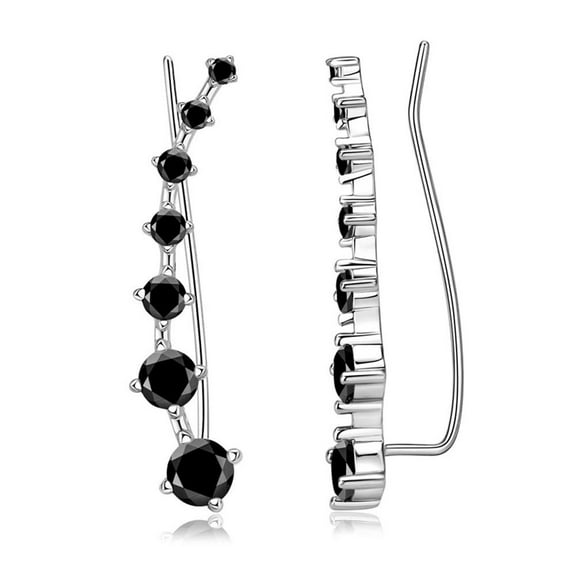 Lttoisl® Long Bar Ear Cuff Climber CZ Stud Earrings Silver Rose Gold 2023 V4Y1