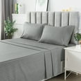 thumbnail image 4 of LDC Lux Decor Collection Bed Sheet Set Striped 4 Piece Ultra Soft Deep Pocket Microfiber Sheets Grey, 4 of 10