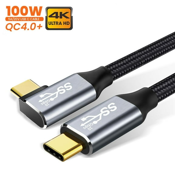 Male to Male 4K 60HZ Audio Video Cord Elbow USB 3.1 Gen 2 10Gbps Type C Cable Fast Charging 1.5M
