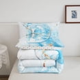 thumbnail image 5 of Manfei Marble Texture Twin Comforter Sets,Golden Blue Alphabet Print D Bedding Set,Polkadot Reversible,2-Piece,1 Comforter and 1 Pillowcase, 5 of 7