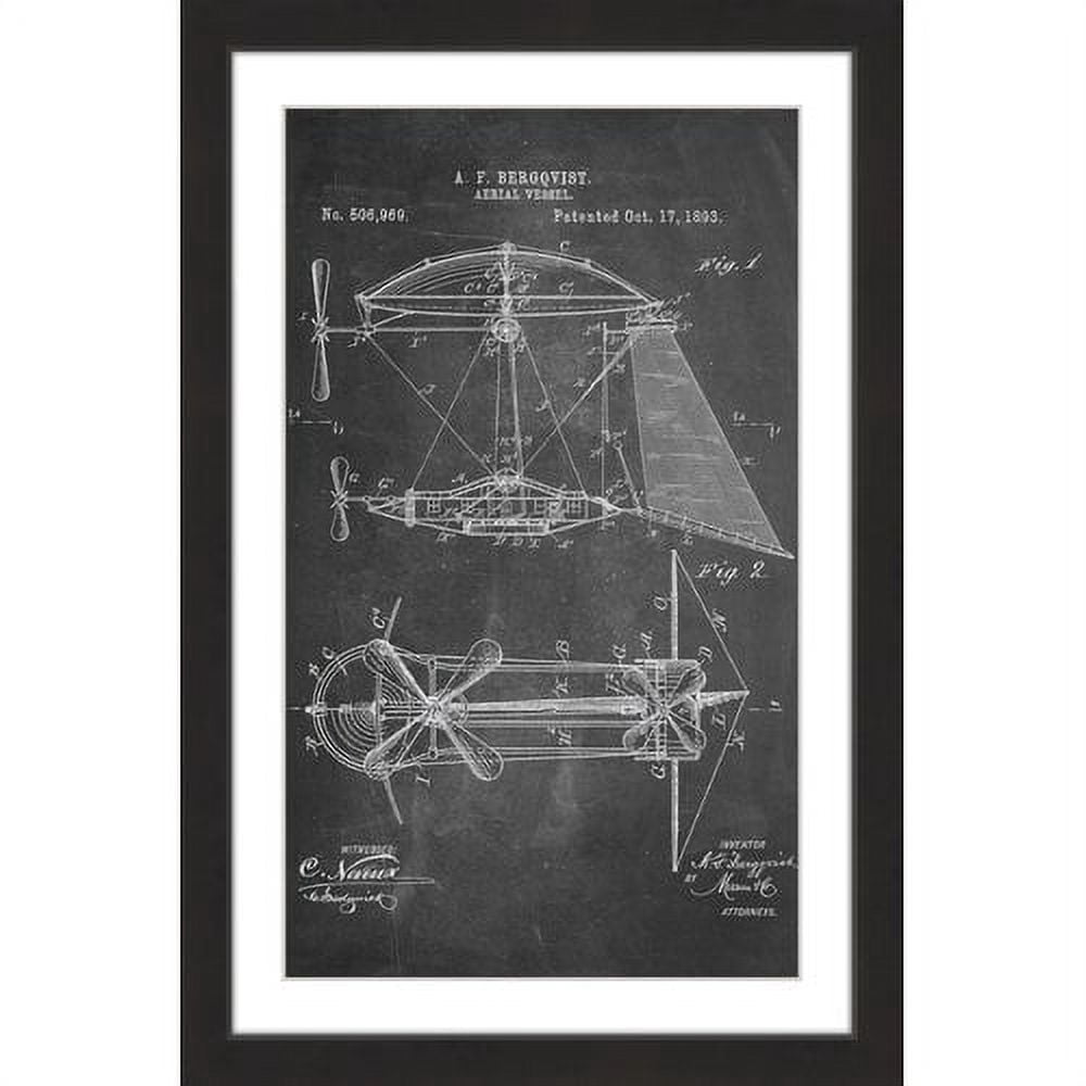 "Aerial Vessel 1893 Chalk" Framed Painting Art Print, 24" x 1.5"