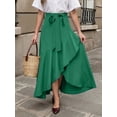 thumbnail image 5 of OYYN Women's A-Line Asymmetrical Ruffle Hem Tie Waist Maxi Skirt, 5 of 6