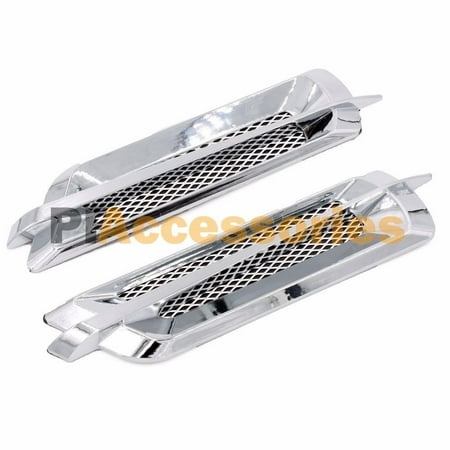 3d Chrome Car - Wideskall® 2 Pieces Self Adhesive Chrome Silver 3D Car Side Fender Vent Euro Air Flow Decoration Sticker