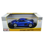 Angle View: Audi R8 V10 Plus Blue 1/18 Diecast Model Car by Maisto