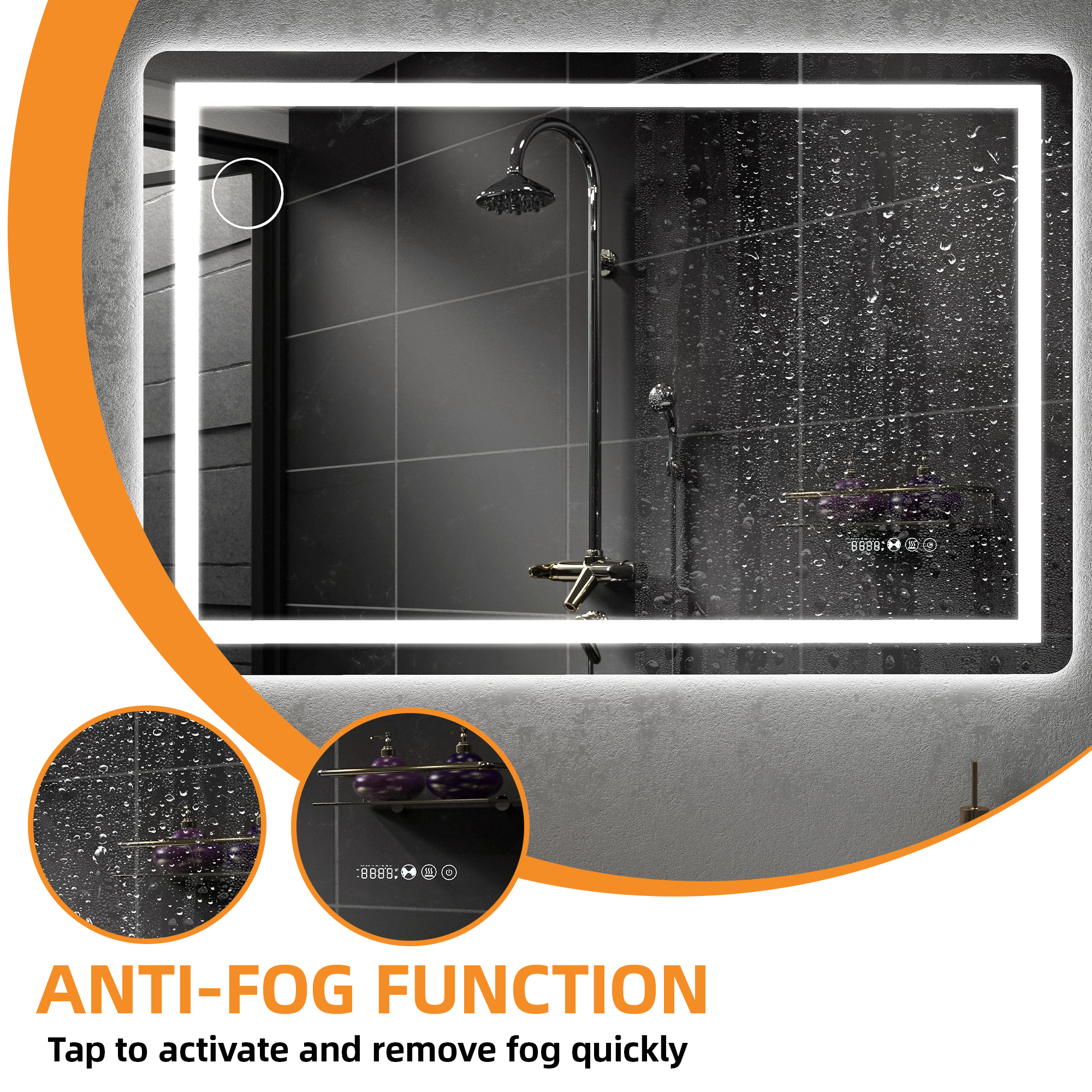 Uforic LED Bathroom Mirror with Front Light and Backlit,3 Colors Dimmable Adjustable LED Wall Mounted Mirror,Anti-Fog,40" x 32",Wall Mounted Mirror-Horizontally Only