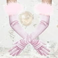 thumbnail image 2 of Women's Long Opera Party 1920s Satin Tea Party Gloves Stretch Gloves Feather Gloves Gloves Mittens One Size, 2 of 4
