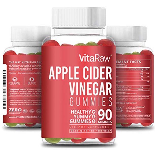 Organic Apple Cider Vinegar Gummies with Mother, Raw, Gluten Free ACV